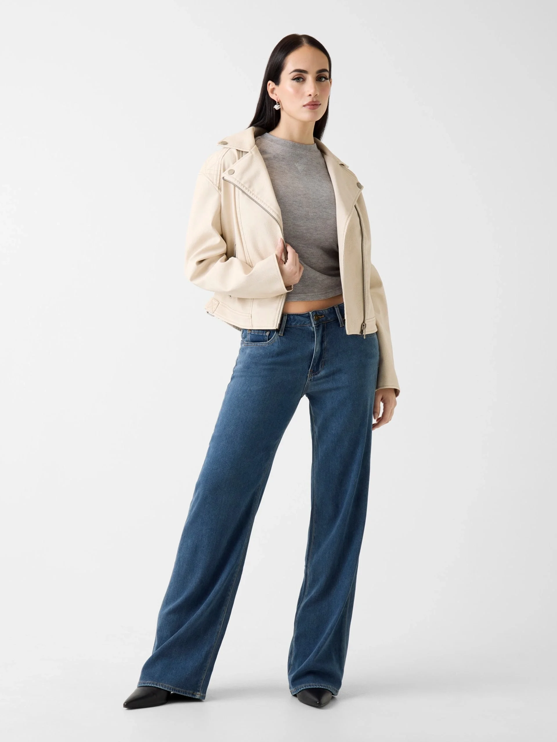 Guess Nada Vintage Biker Kadın Kahverengi Ceket W6RL09WH1X0-G1FG