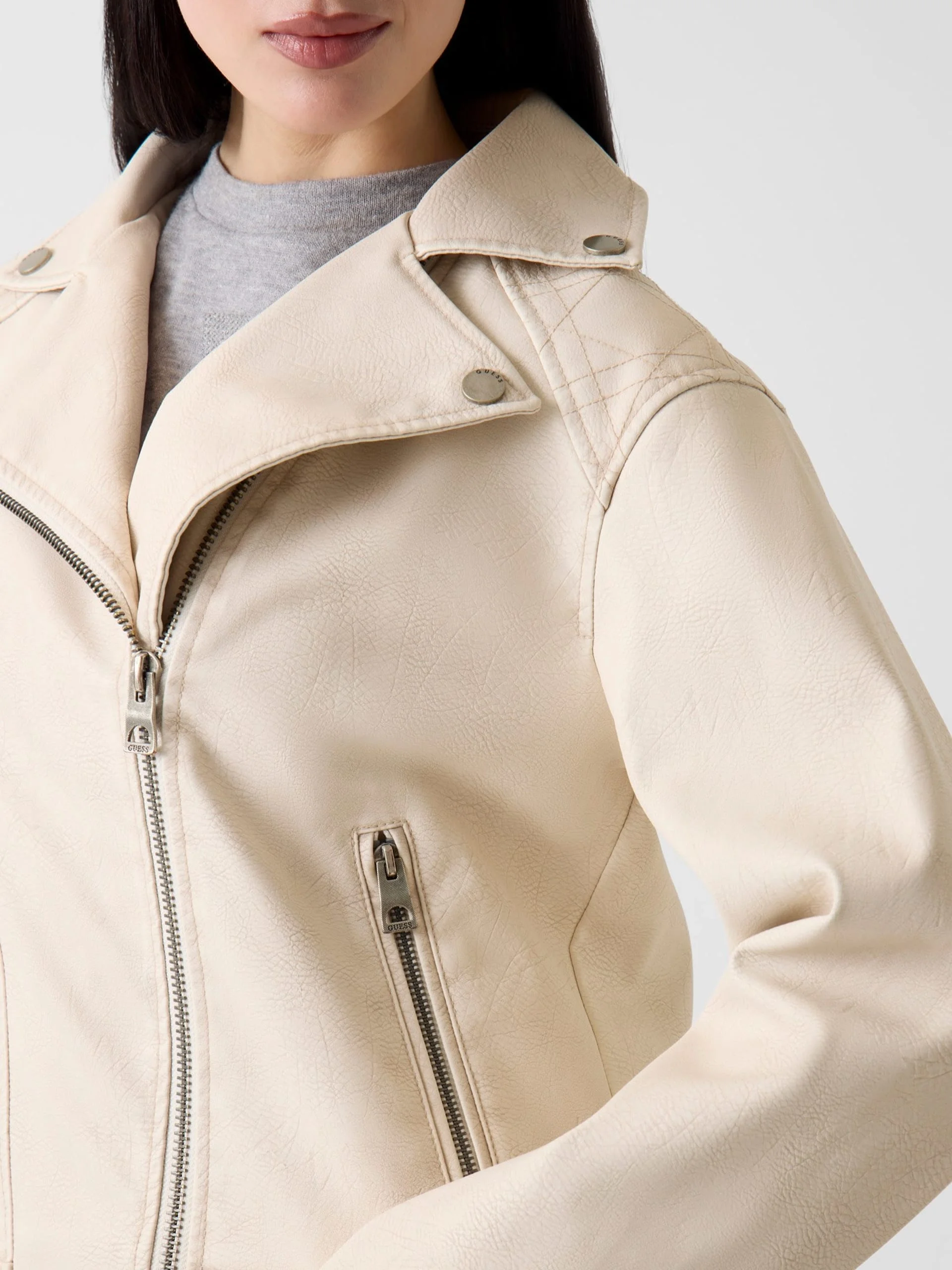 Guess Nada Vintage Biker Kadın Kahverengi Ceket W6RL09WH1X0-G1FG