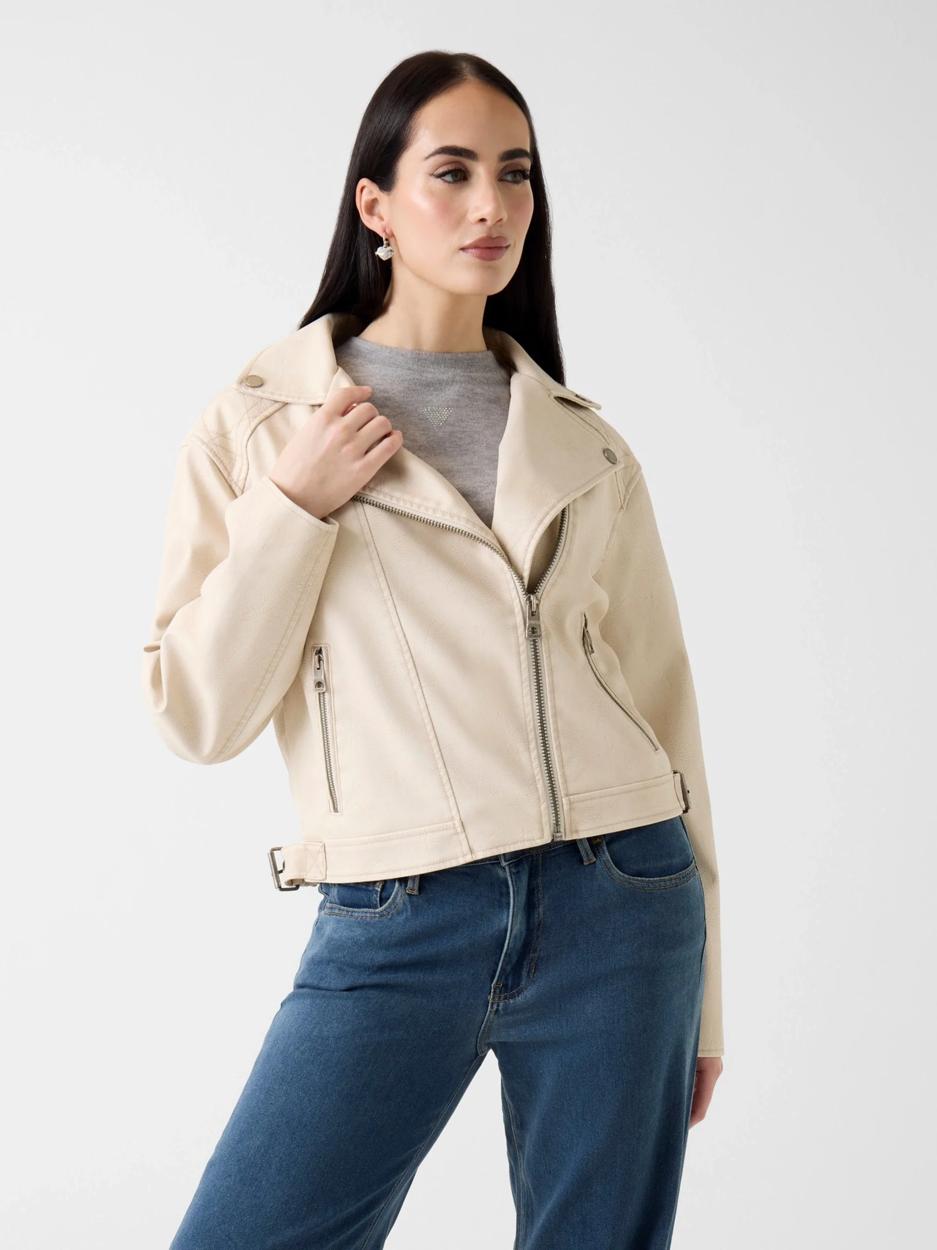 Guess Nada Vintage Biker Kadın Kahverengi Ceket W6RL09WH1X0-G1FG