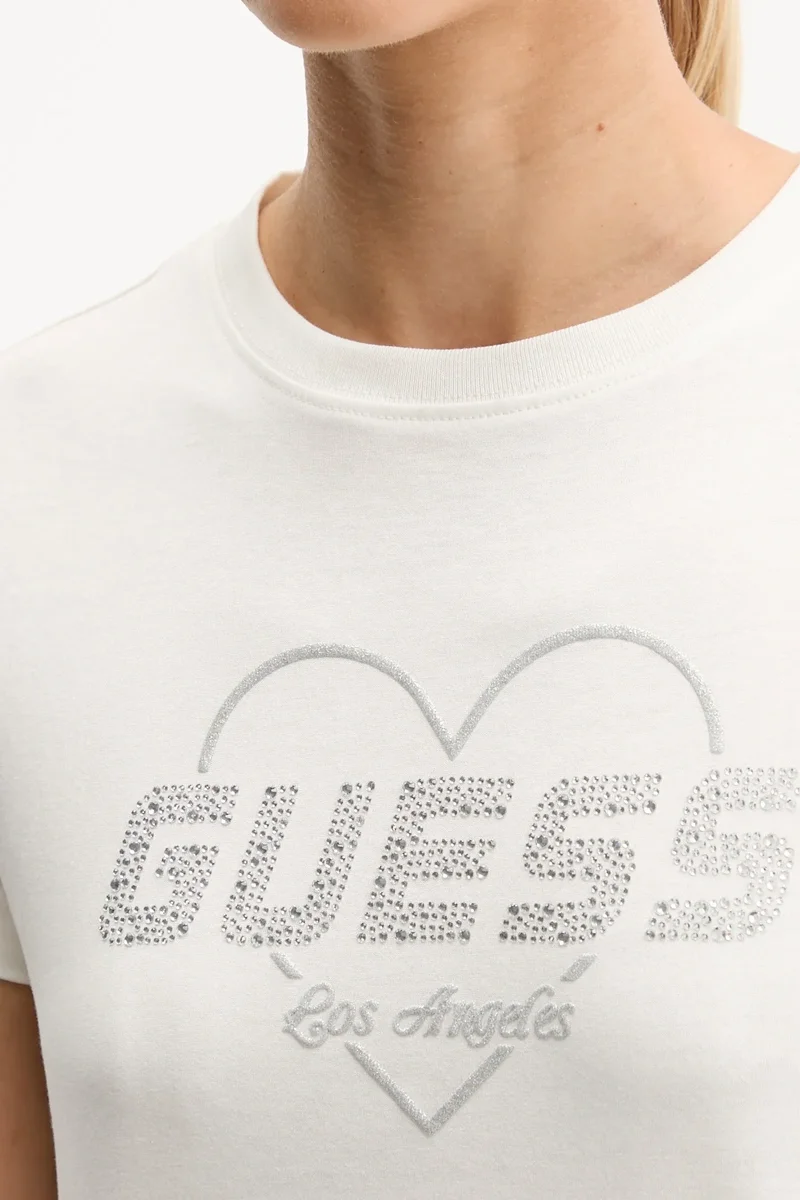 Guess Narciso Bisiklet Yaka Kadın Beyaz T-shirt V5GI10K9RM1-G1O6