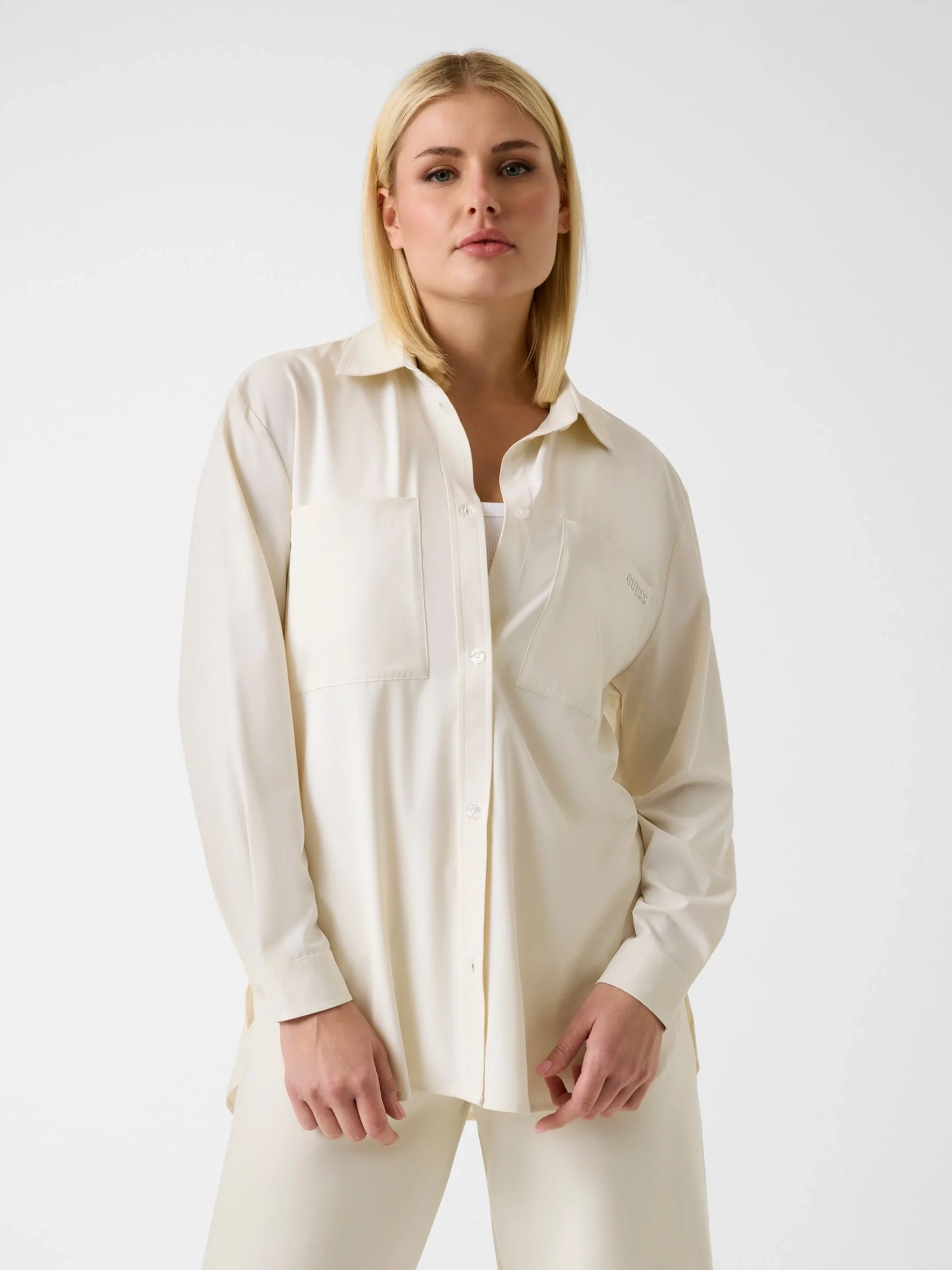 Guess Nat Ceket Gömlek Kadın Beyaz Gömlek V6RH00WL232-G027