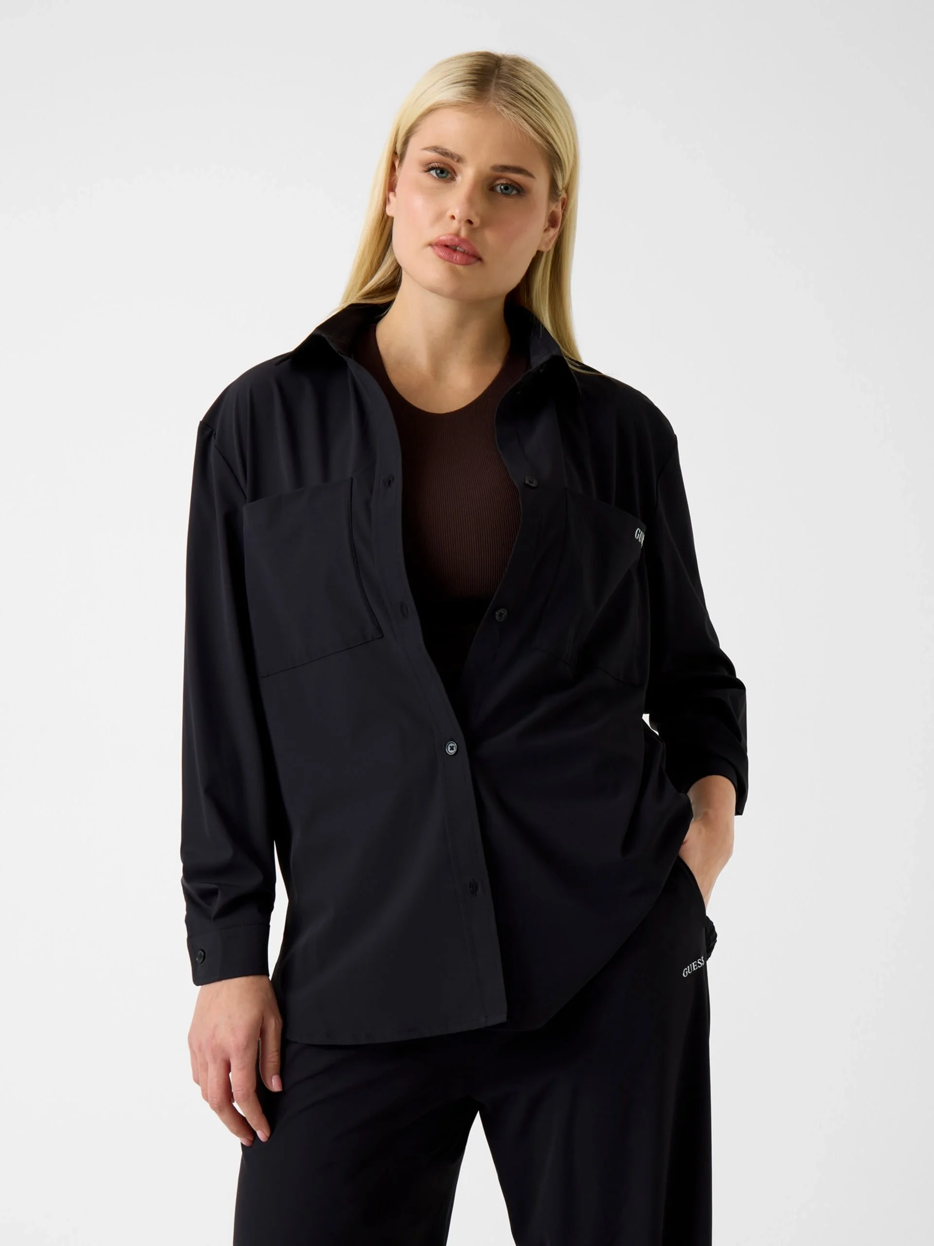 Guess Nat Ceket Gömlek Kadın Siyah Gömlek V6RH00WL232-JBLK