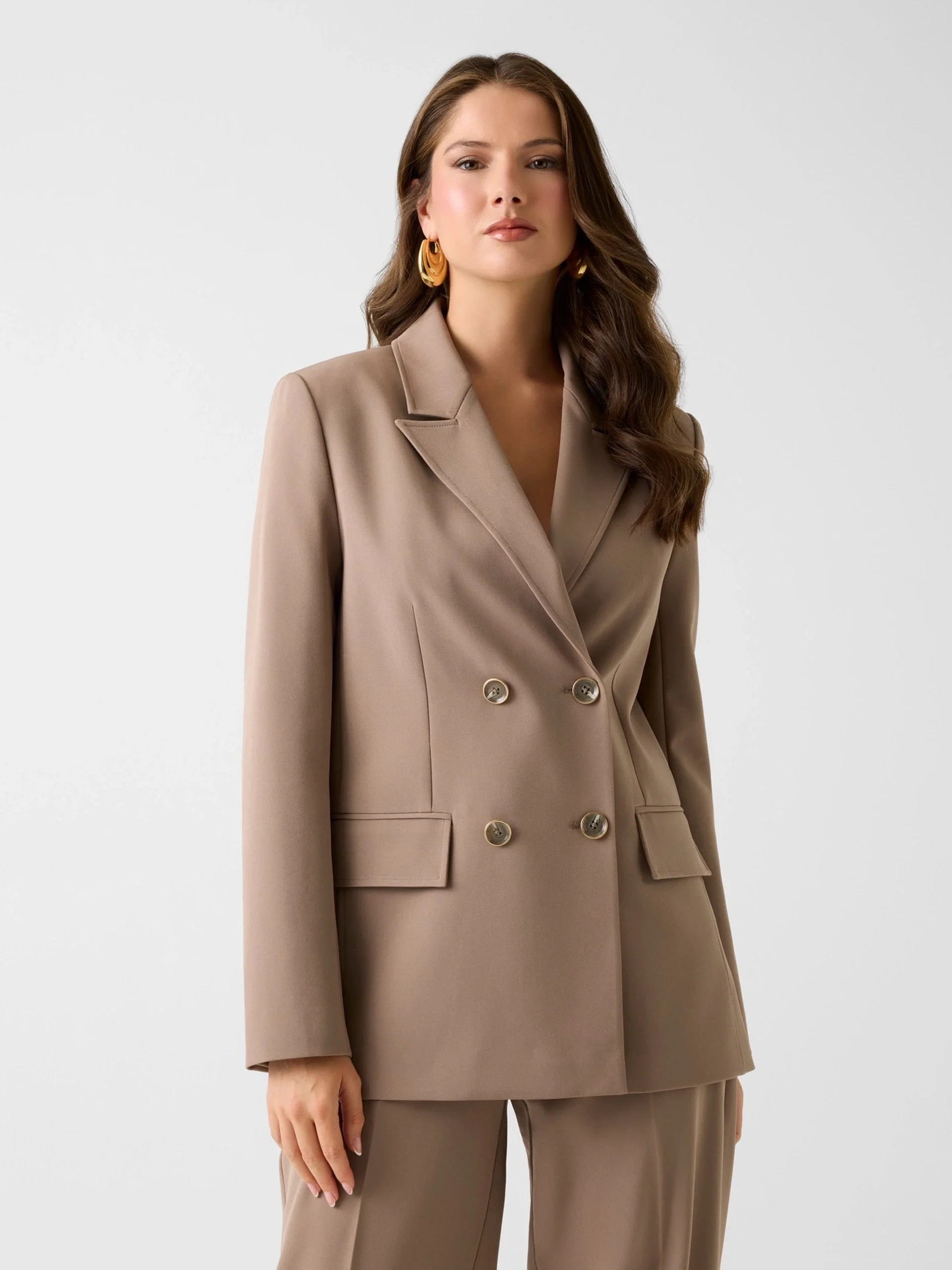 Guess Nausica Kruvaze Kadın Kahverengi Blazer Ceket W6RN44WH9Y2-G1EC