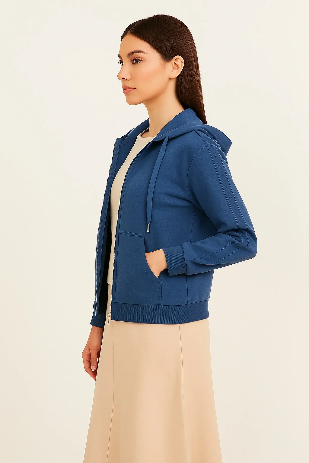 Guess New Hooded Kadın Mavi Scuba  Eşofman  Üstü  W5YQ05KBYE2-G7J6