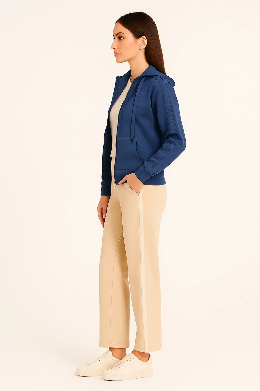 Guess New Hooded Kadın Mavi Scuba  Eşofman  Üstü  W5YQ05KBYE2-G7J6