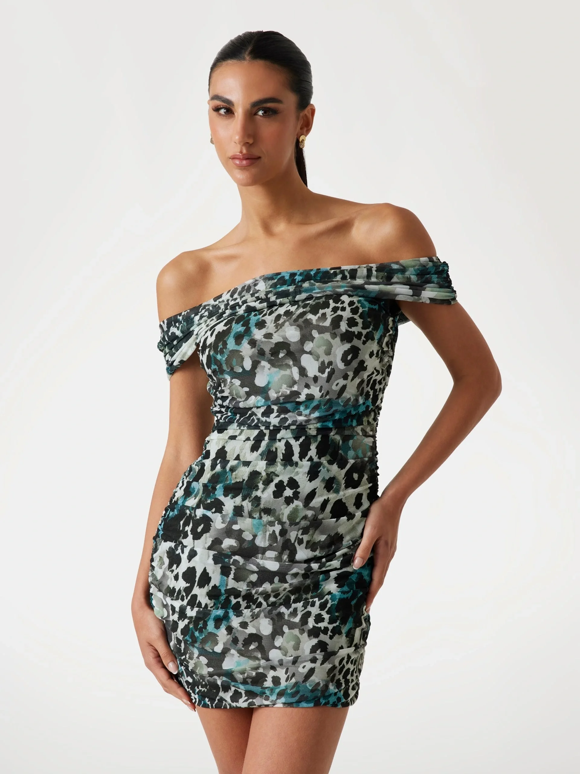 Guess Off Shoulder Kadın Çok Renkli Elbise W5YK21KCZC2-PJ1R