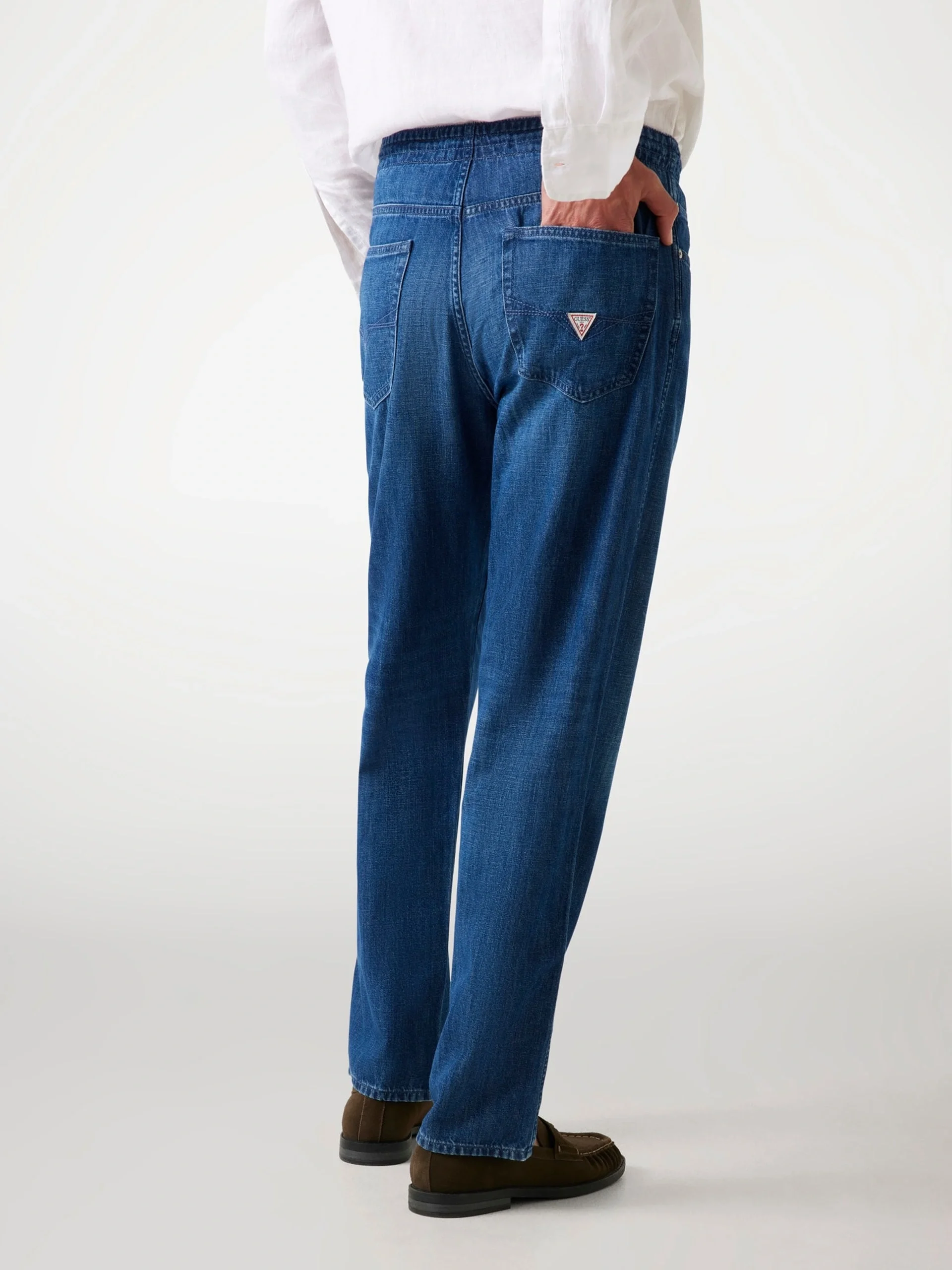 Guess Owen Erkek Mavi Keten Karışımlı Regular Fit Jean M5YAT5D5NO0-GNVA