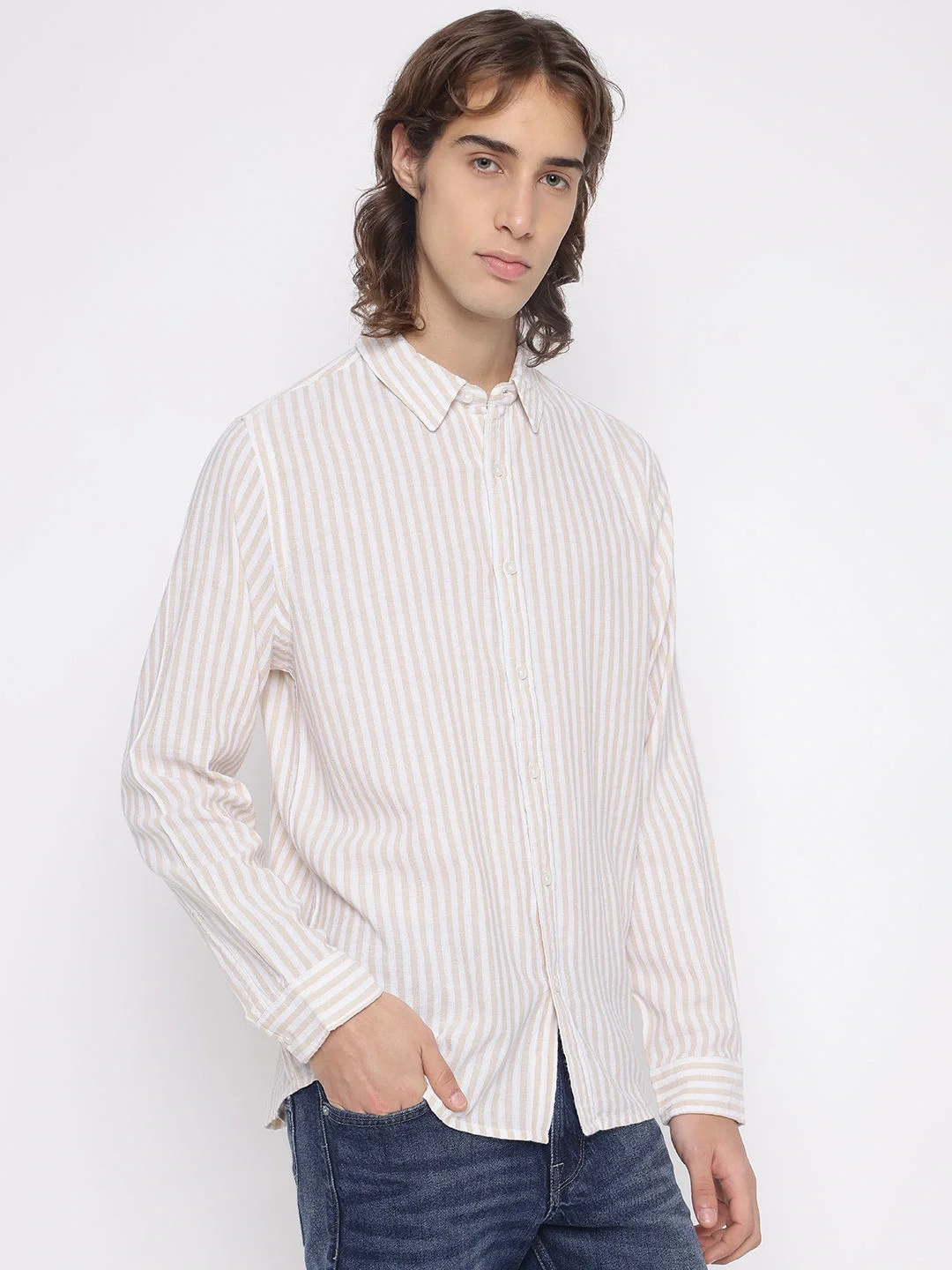 Guess Parker Erkek Bej Keten Karışımlı Gömlek M5YH16WHC20-F10M