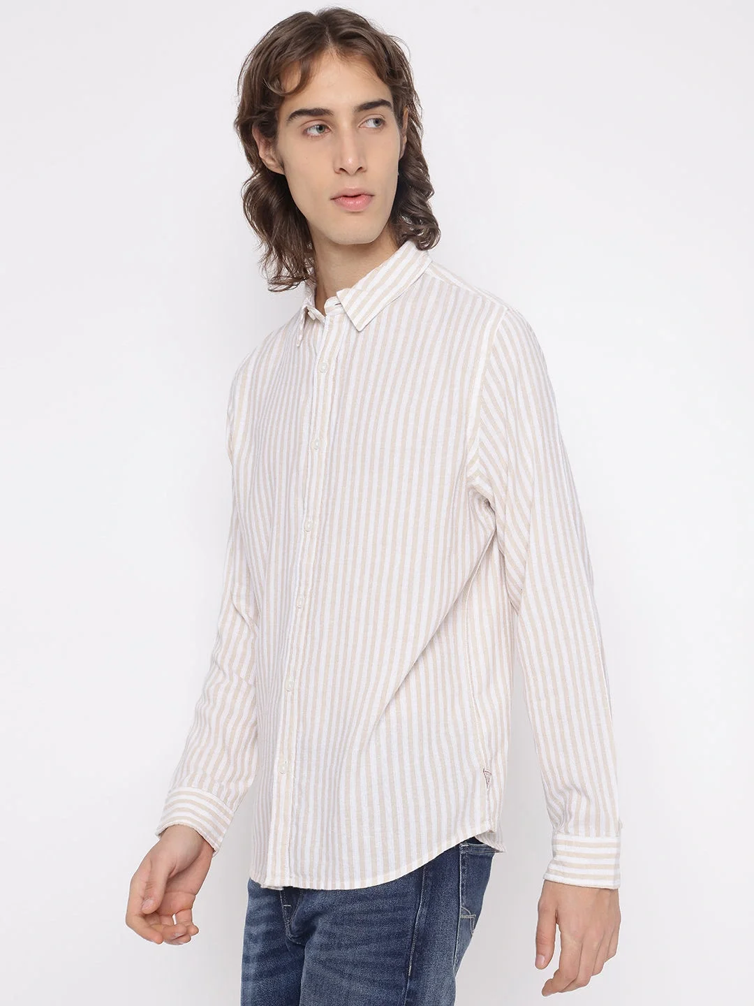 Guess Parker Erkek Bej Keten Karışımlı Gömlek M5YH16WHC20-F10M