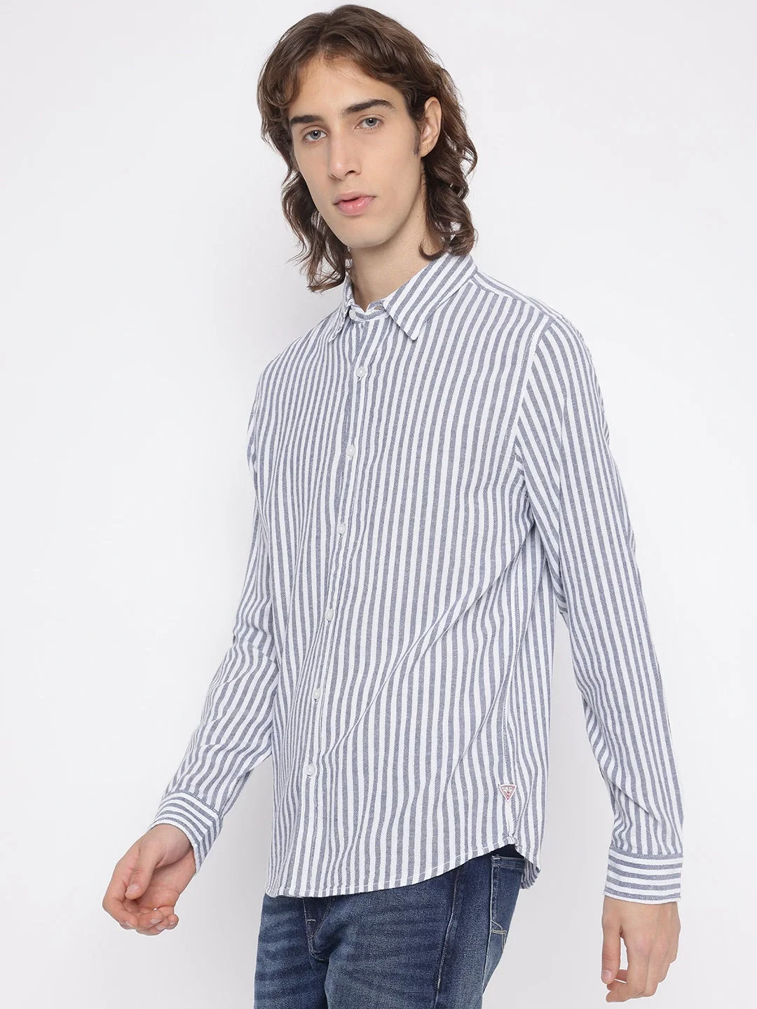 Guess Parker Erkek Mavi Keten Karışımlı Gömlek M5YH16WHC20-F7IX