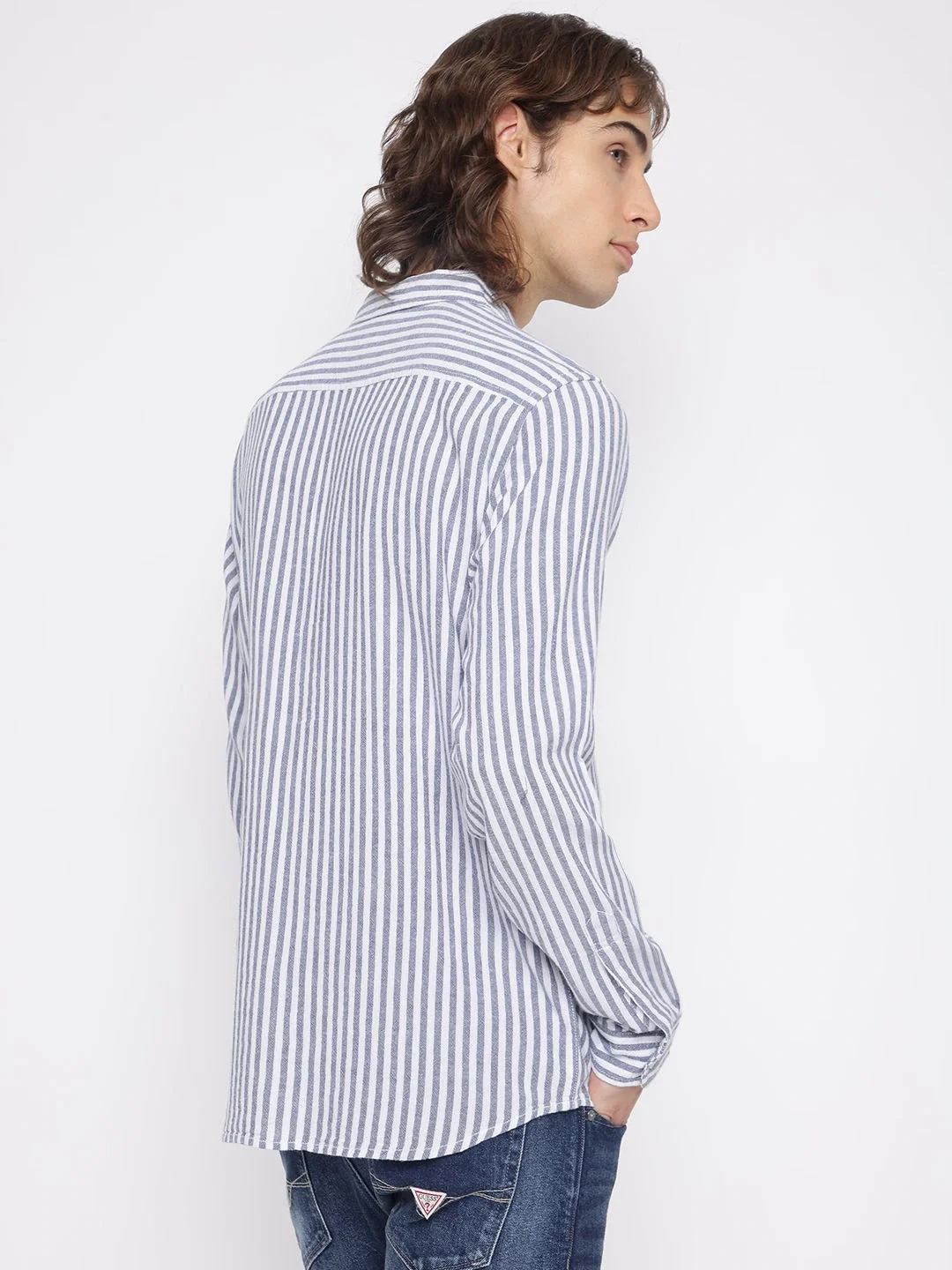 Guess Parker Erkek Mavi Keten Karışımlı Gömlek M5YH16WHC20-F7IX