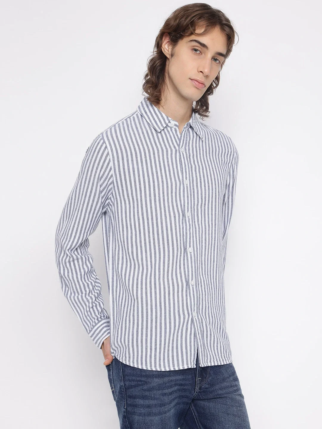 Guess Parker Erkek Mavi Keten Karışımlı Gömlek M5YH16WHC20-F7IX