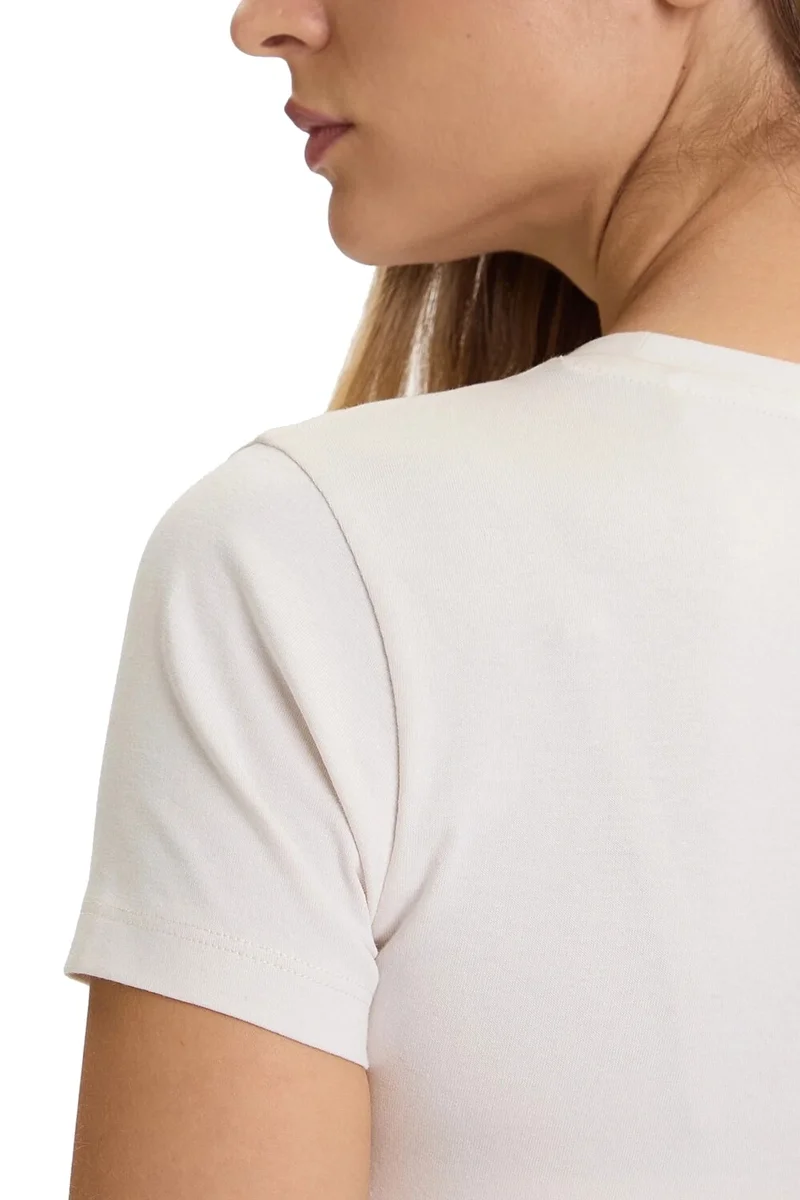 Guess Peony Kadın Bej Slim Fit T-Shirt W5BI29J1314-G9L9