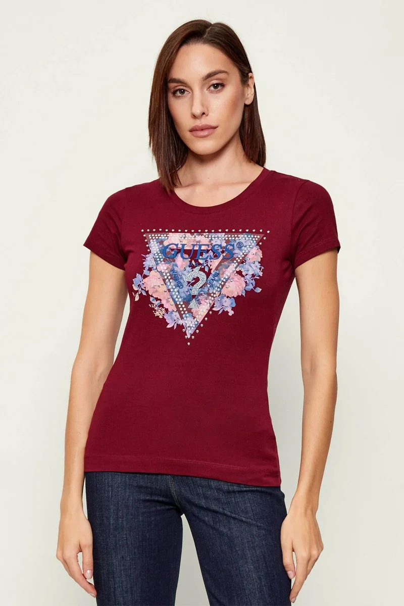 Guess Peony Kadın Bordo Slim Fit T-Shirt W5BI29J1314-G577