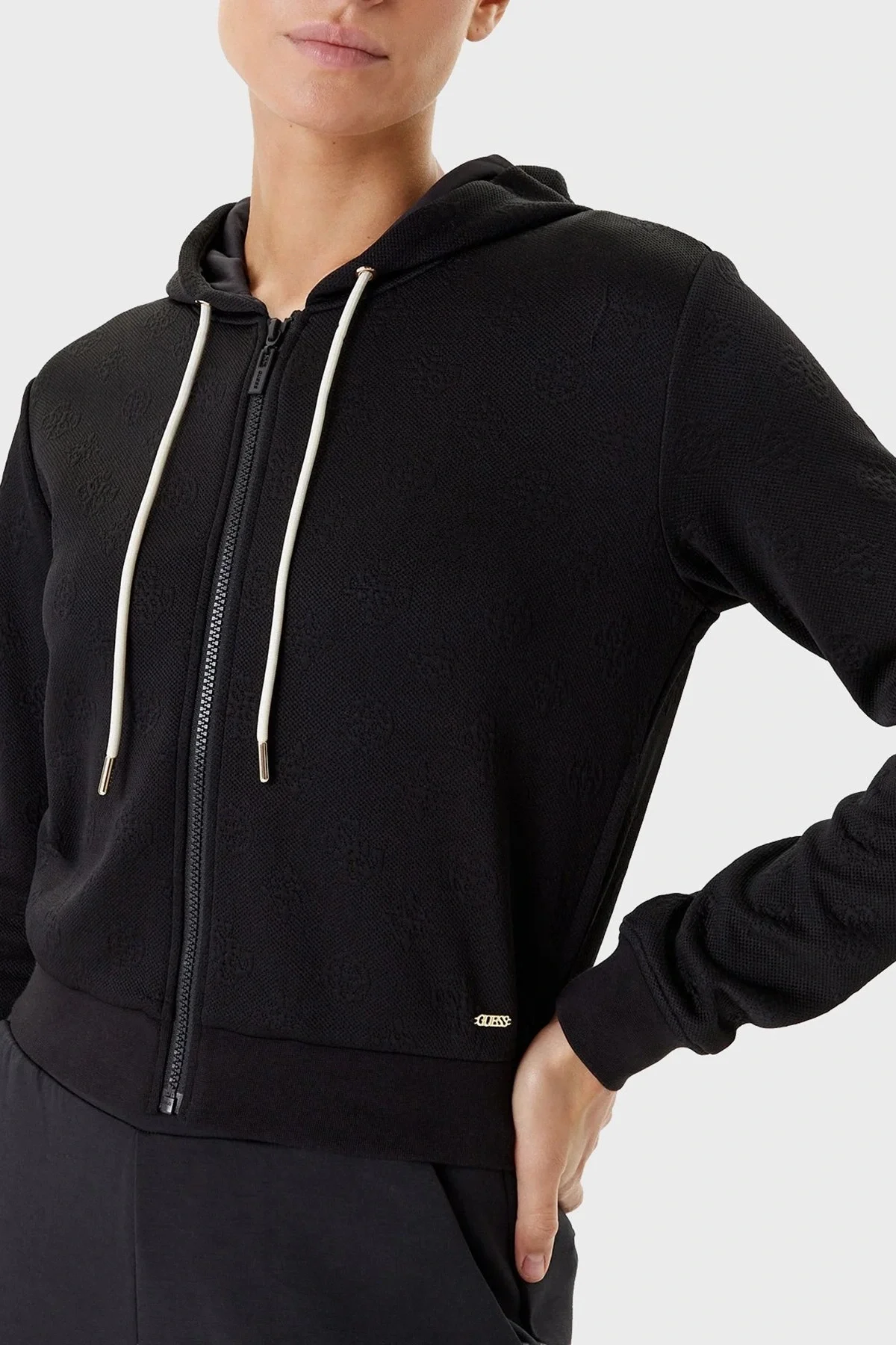 Guess Peony Kadın Siyah Aktif  Eşofman Üstü  V5YQ06KBSL2-FJ8A