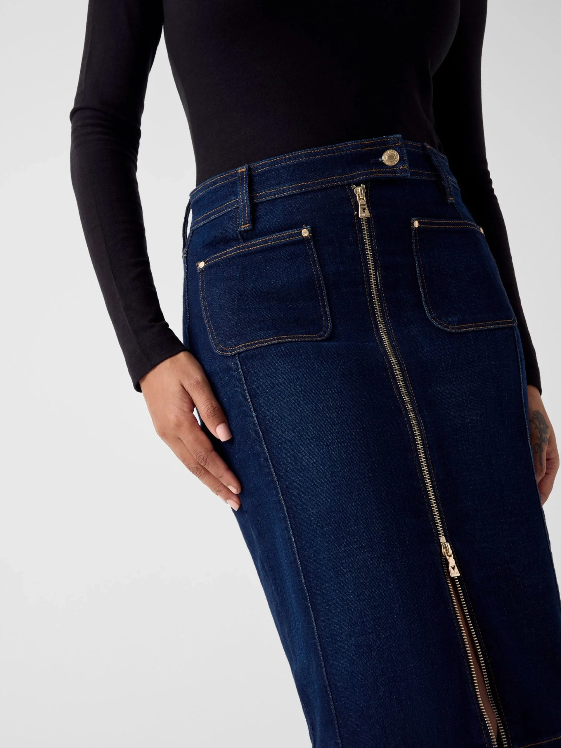 Guess Rosita Longuette Kadın Lacivert Etek W6RD0UD6881-BLJO