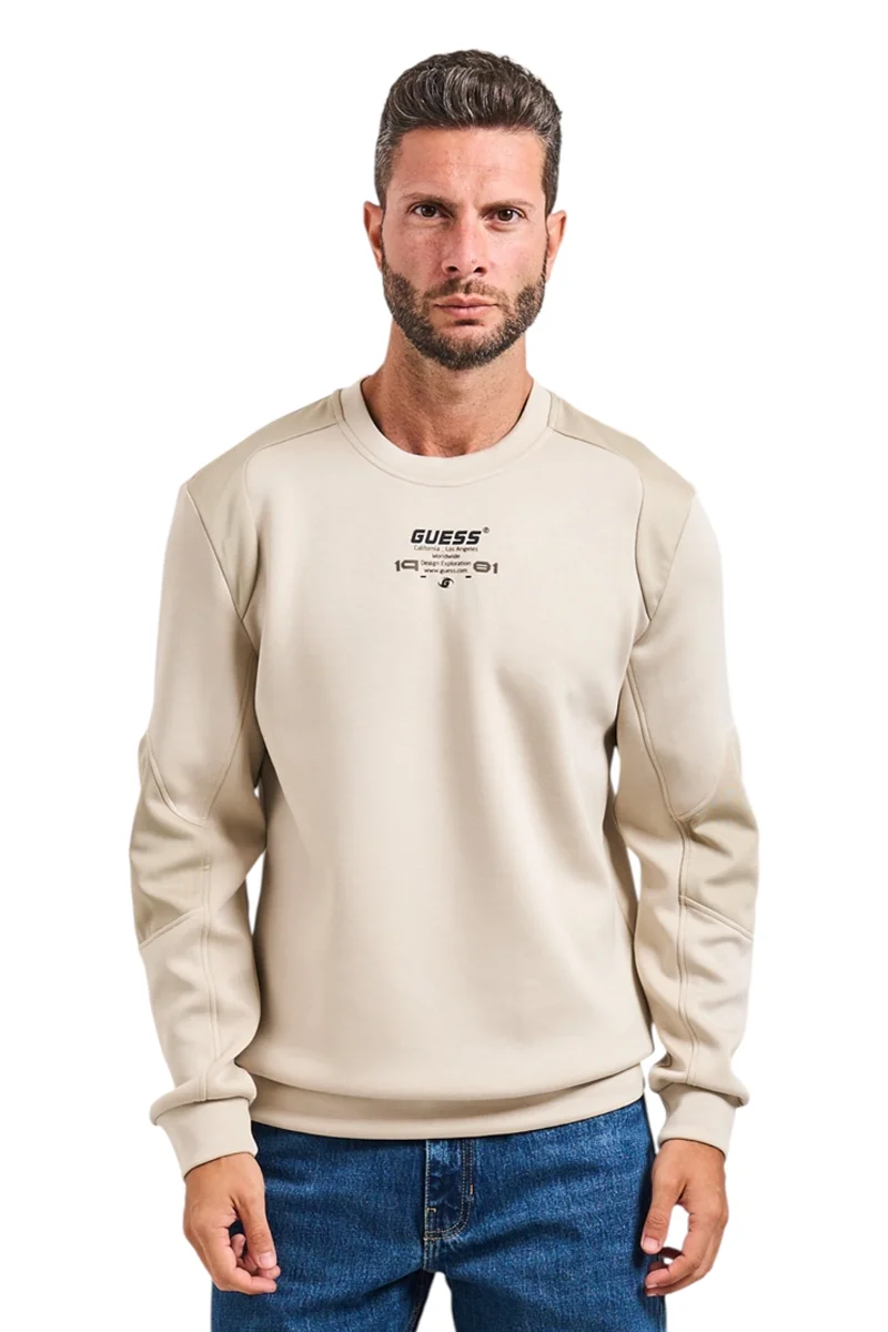 Guess Ryota Erkek Bej Aktif Scuba Sweatshirt Z5BQ00KCNS2-G9D0