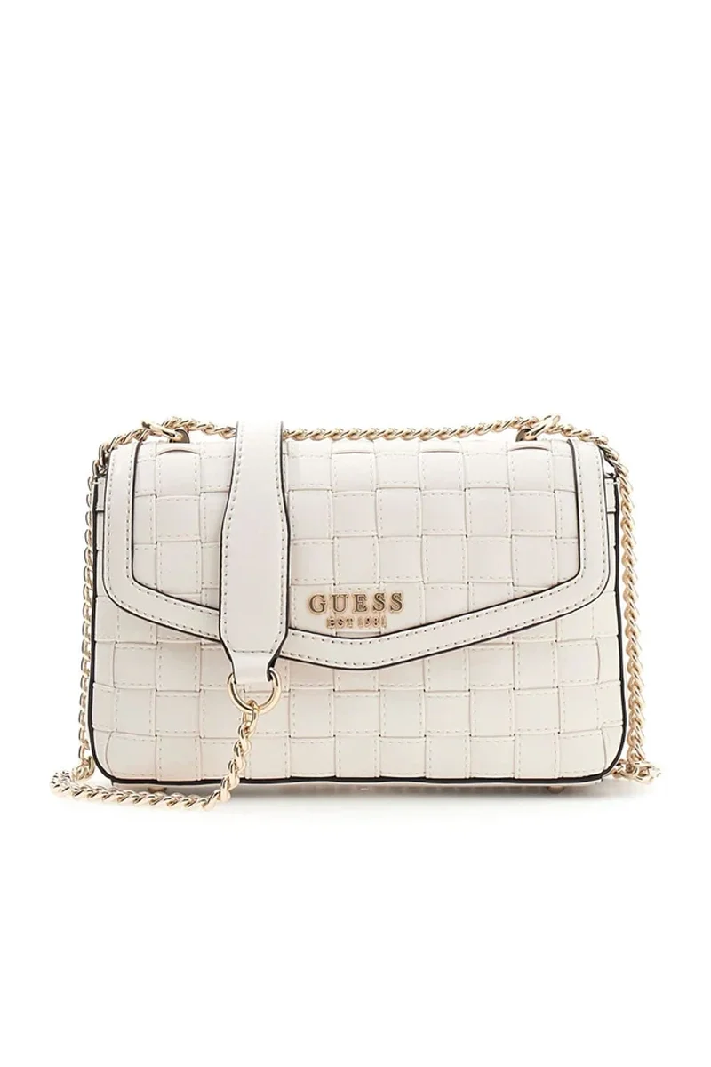 Guess Sandy Dönüştürülebilir Çapraz Askılı Kapaklı Kadın Beyaz El Çantası HWWG8418210-OFF