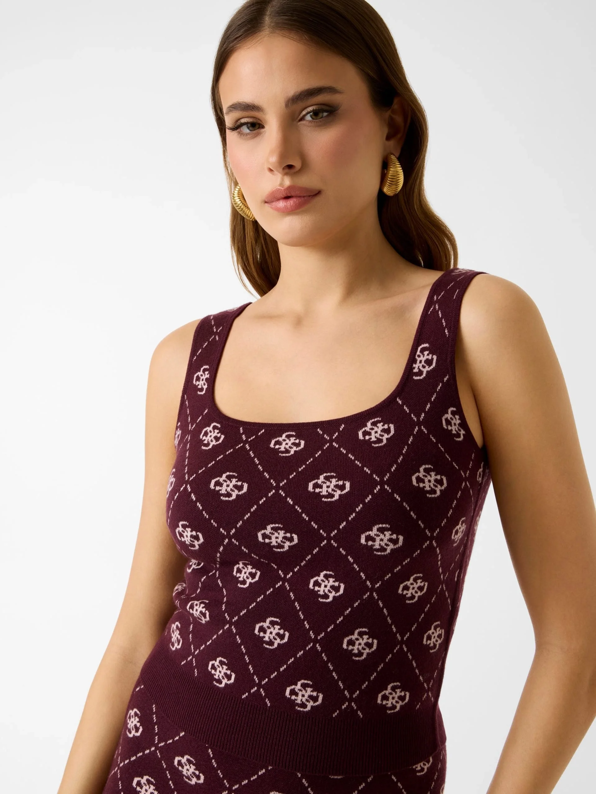 Guess Sarah 4G Büstiyer Triko Kadın Bordo Triko W4BR0CZ3JD2-F4T5