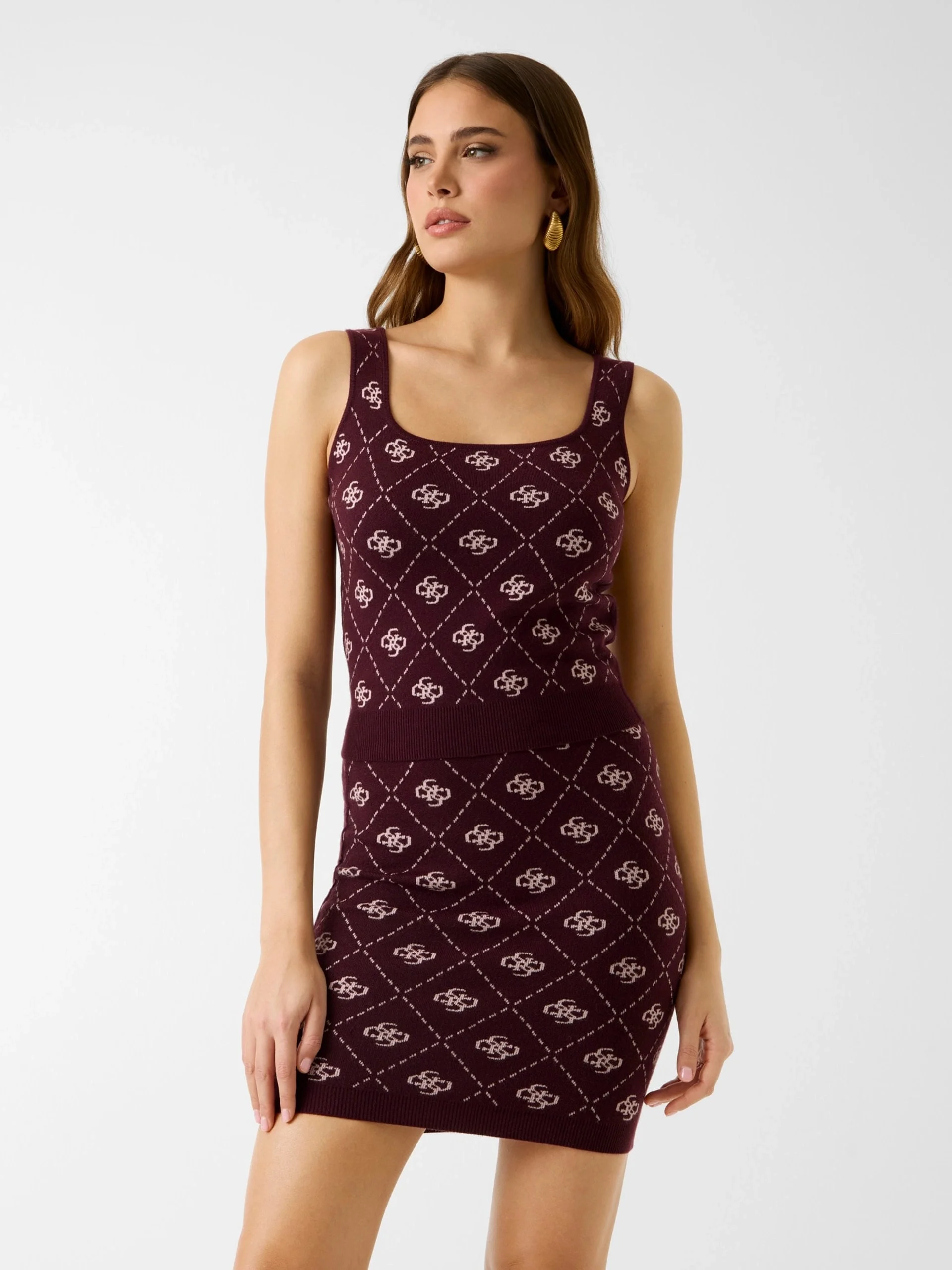 Guess Sarah 4G Büstiyer Triko Kadın Bordo Triko W4BR0CZ3JD2-F4T5