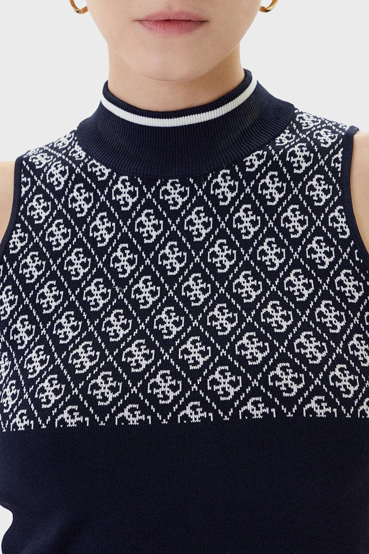 Guess Sl Rn Lise Kadın Mavi Triko Top W3YR26Z37K0-FBCF