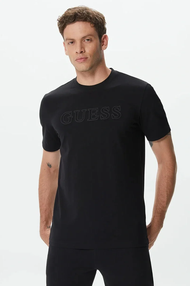 Guess Alphy Erkek Siyah Aktif Regular Fit T-Shirt Z2YI11J1314-JBLK