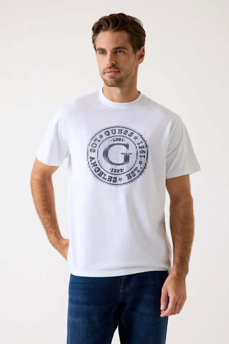 Guess Tee Erkek Beyaz Regular Fit T-Shirt M5BI15K8FQ4-G011