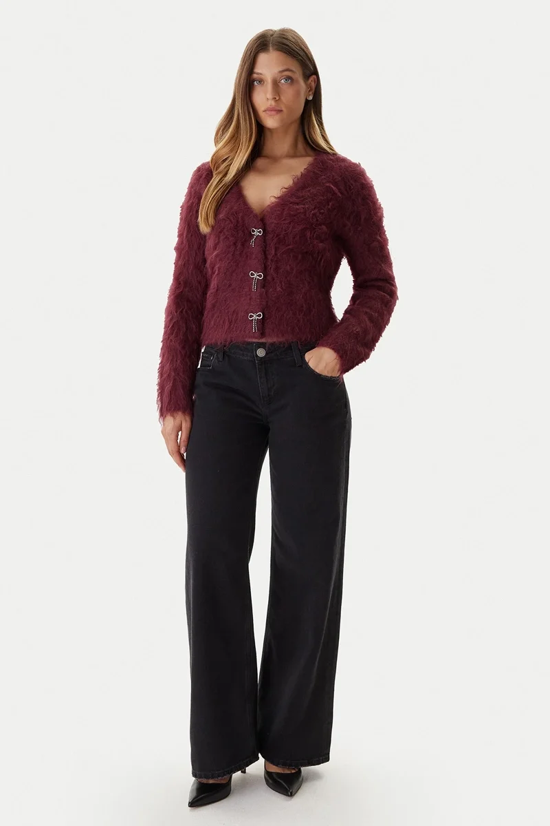 Guess Tomiko Kadın Kırmızı Yün Karışımlı Triko Hırka W5BR91Z3JI2-G596