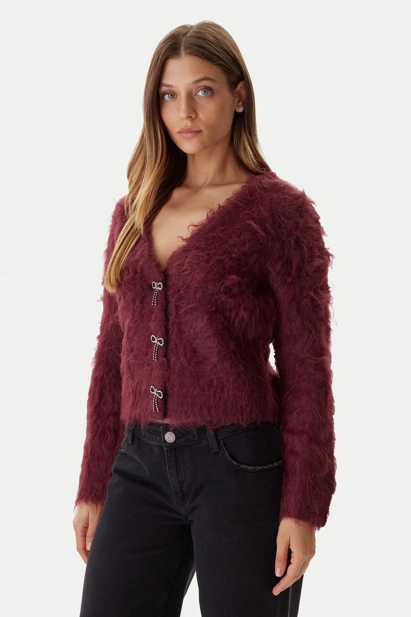 Guess Tomiko Kadın Kırmızı Yün Karışımlı Triko Hırka W5BR91Z3JI2-G596