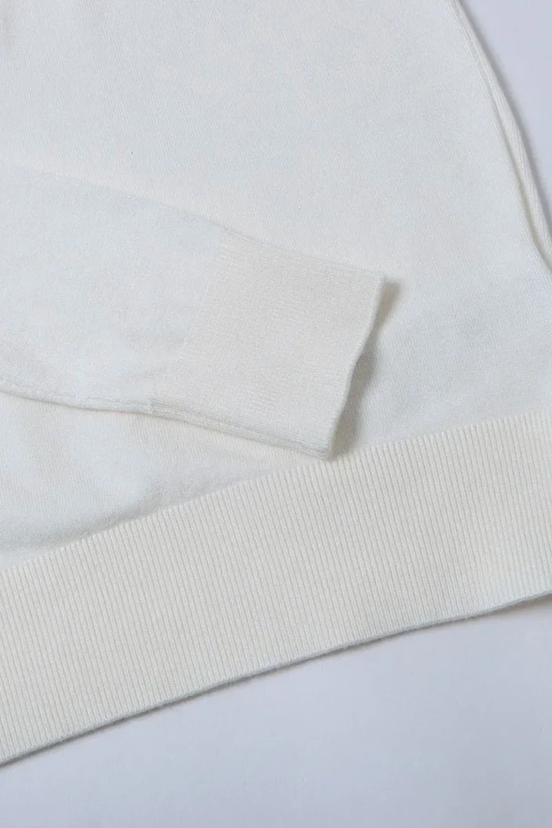 Guess Uzun Kollu Bisiklet Yaka Sasha Üçgen Logolu Triko Kadın Beyaz Triko W6RR49Z2NQ2-G012