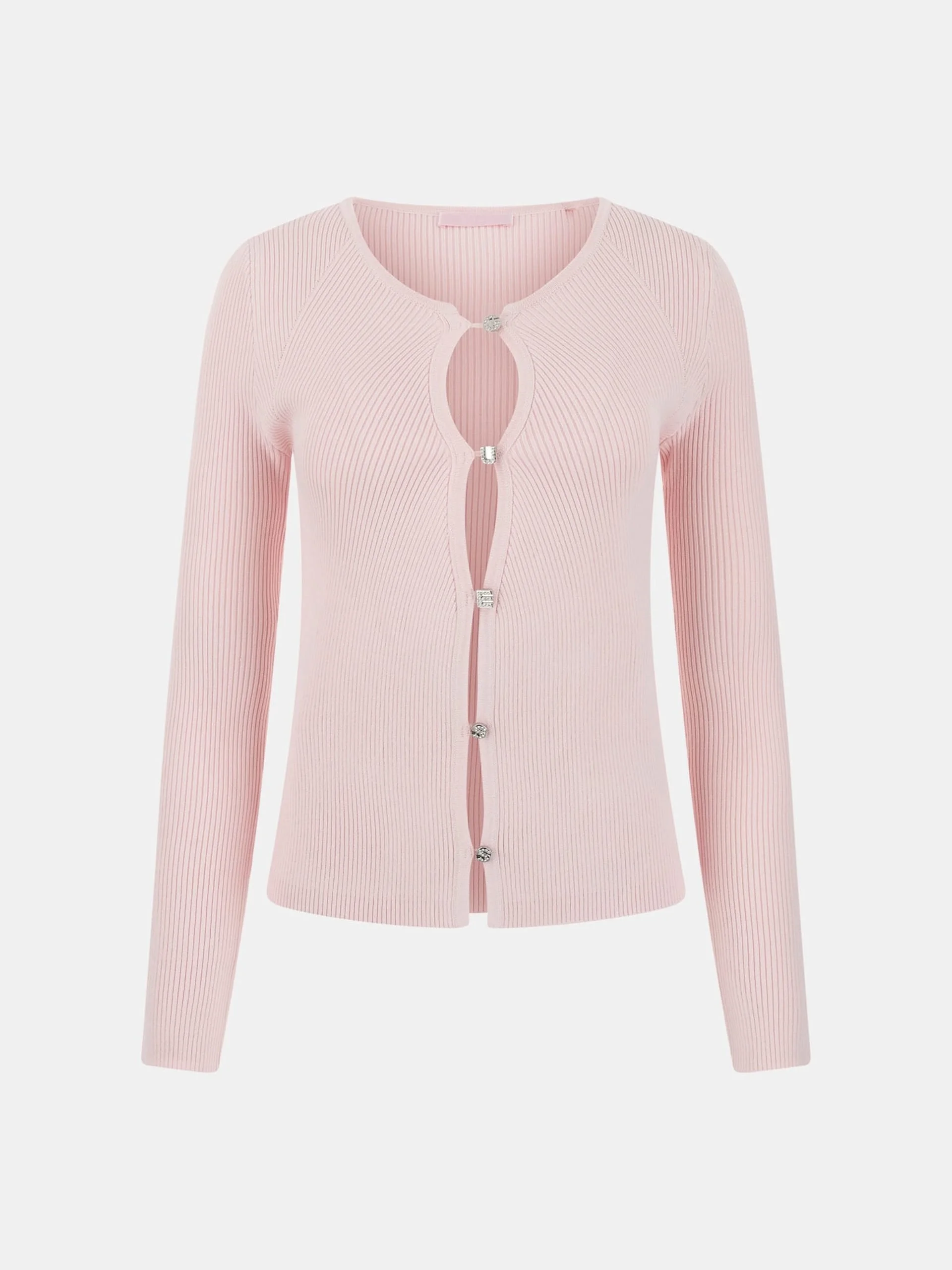 Guess Uzun Kollu Bisiklet Yaka Stella Hırka Triko Kadın Pembe Triko W6RR35Z0132-A627