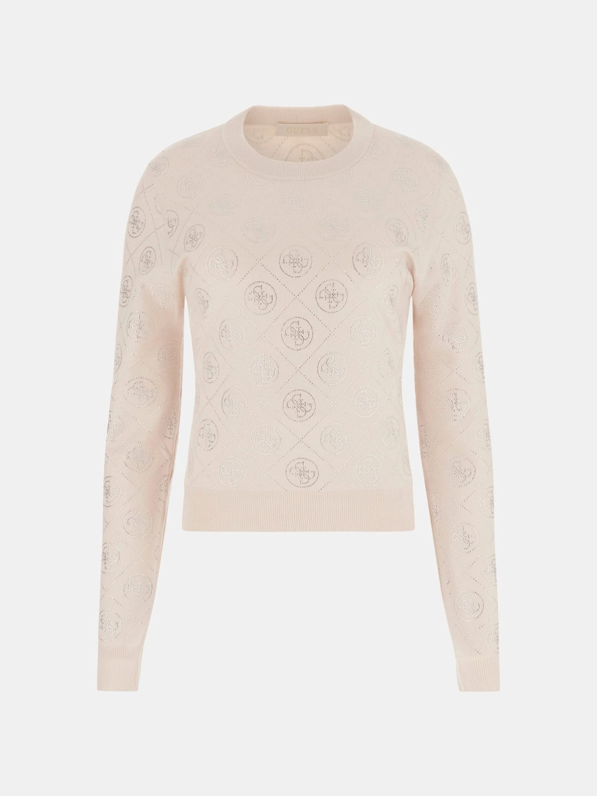 Guess Uzun Kollu Bisiklet Yaka Taş İşlemeli 4G Triko Kadın Mavi Triko W6RR66Z3JD2-G9B8