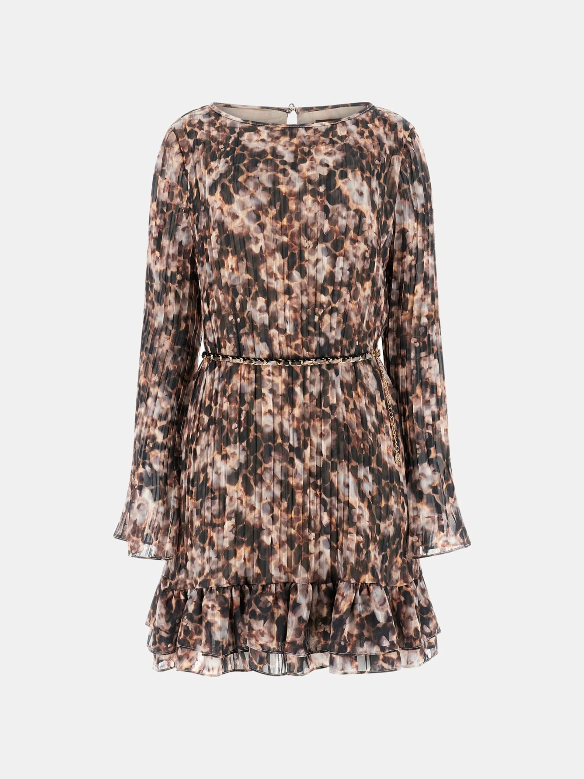 Guess Uzun Kollu Ilenia Pileli Kadın Çok Renkli Elbise W6RK37WJ712-PM66