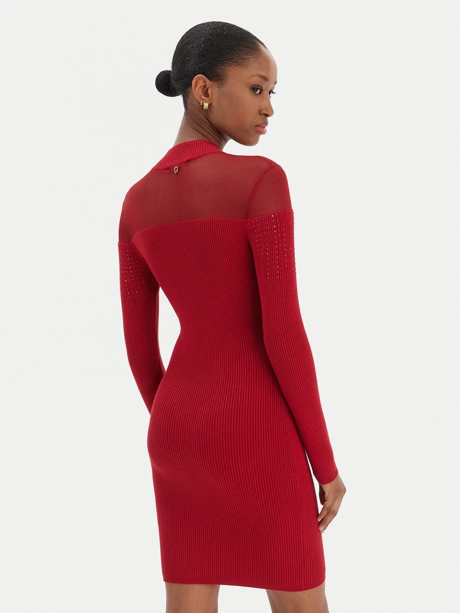 Guess Uzun Kollu Mini Jeena Süslemeli Kadın Kırmızı Elbise W6RK98Z2YJ2-G524