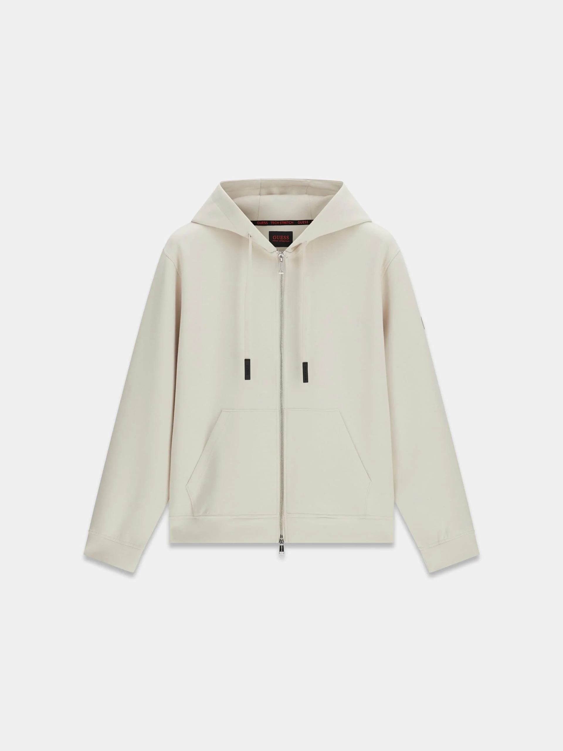 Guess Uzun Kollu Yeni Teknik Esnek Fermuarlı Kapüşonlu Erkek Krem Sweatshirt M6RQ05KD132-G1I6