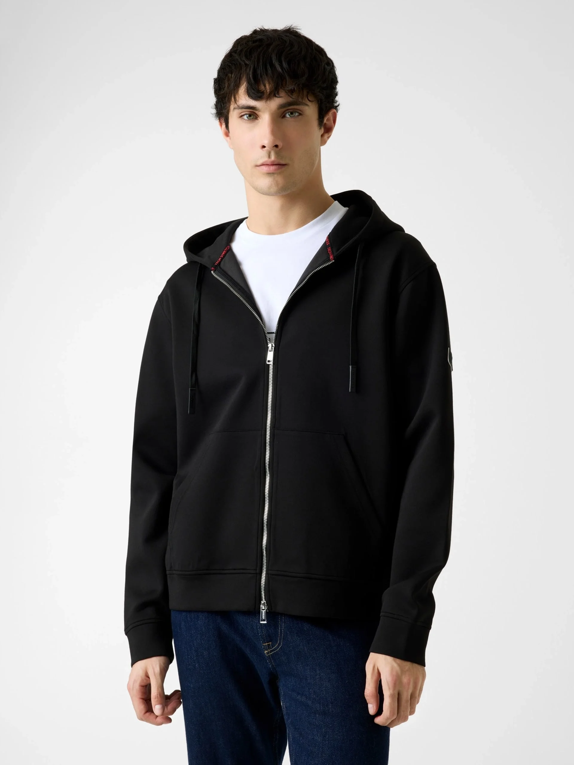 Guess Uzun Kollu Yeni Teknik Esnek Fermuarlı Kapüşonlu Erkek Siyah Sweatshirt M6RQ05KD132-JBLK