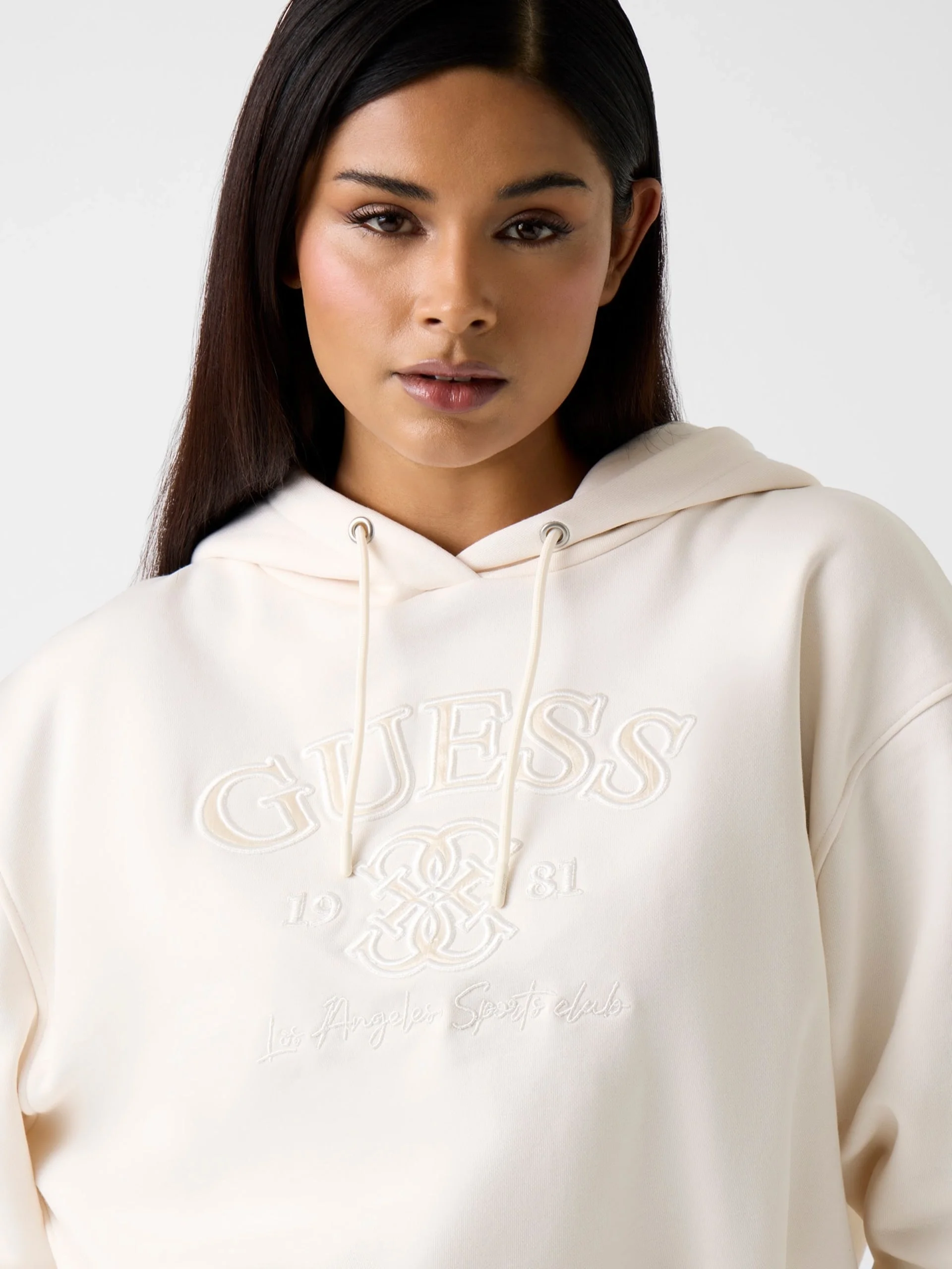Guess Yayoi Kapüşonlu Kadın Beyaz Sweatshirt V6RQ03KD761-G012