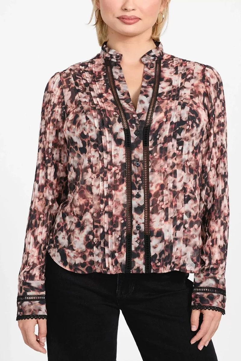 Guess Yeni Josette Uzun Kollu Kadın Kırmızı Gömlek W5RH16WDW82-PM6M