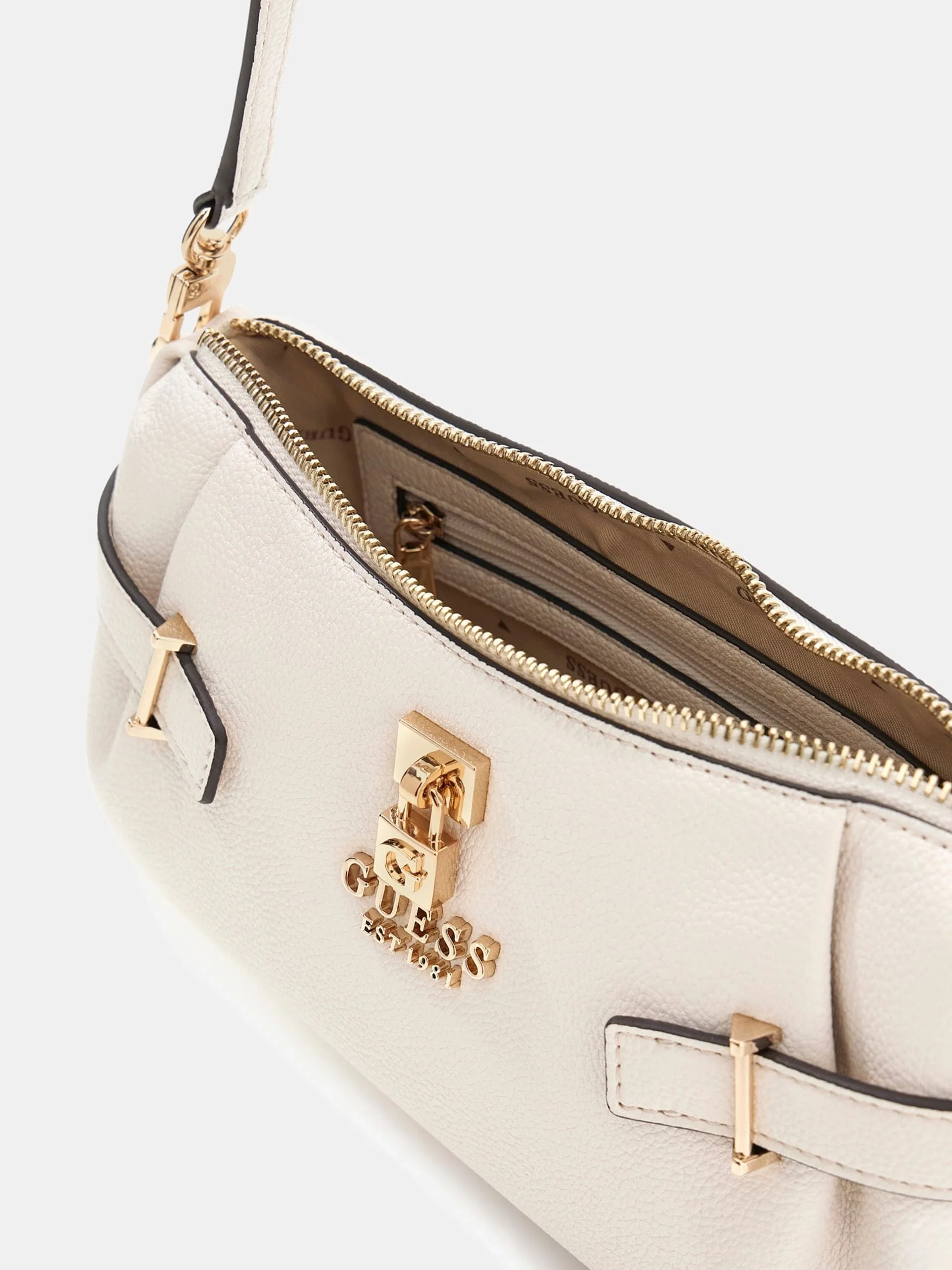 Guess Yesba Mini Üstten Fermuarlı Kadın Beyaz El Çantası HWBG7833720-OFF