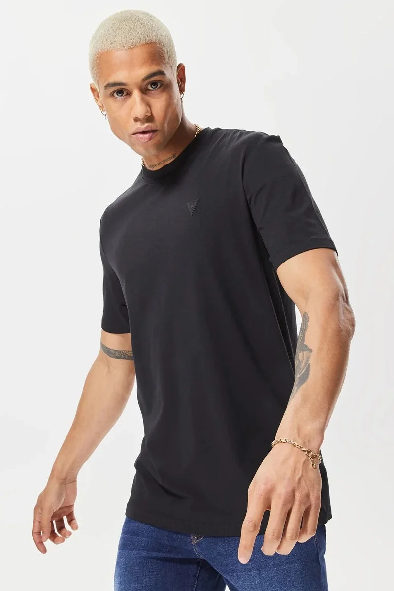 Guess HEDLEY SS T-SHIRT Erkek Siyah T-shirt Z2YI12JR06K-JBLK