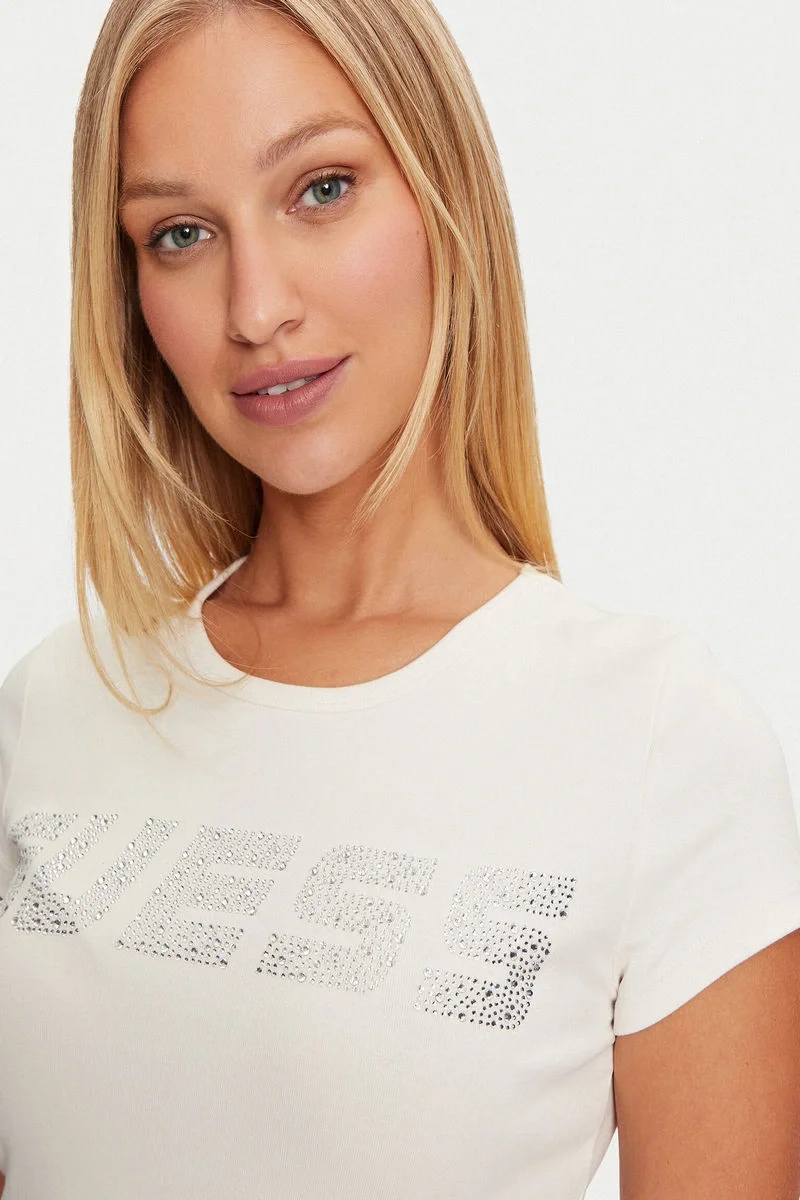 Guess Kiara Kadın Krem Aktif Regular Fit T-Shirt V4BI16KCIV1-G6K5