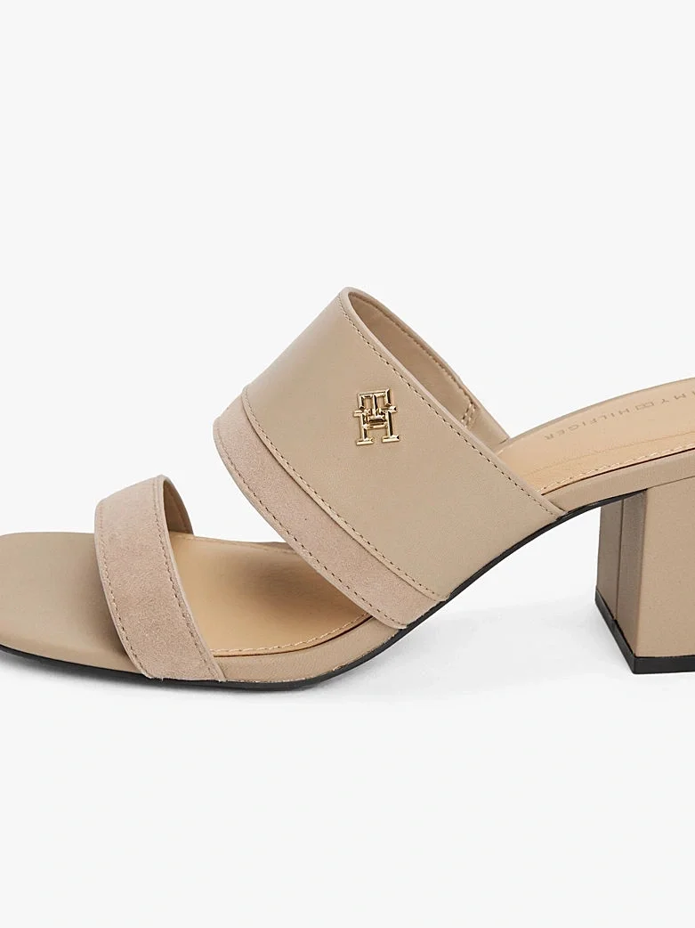 Tommy Hilfiger LEATHER & SUEDE BLOCK HEEL MULE Kadın Terlik FW0FW08530AFE