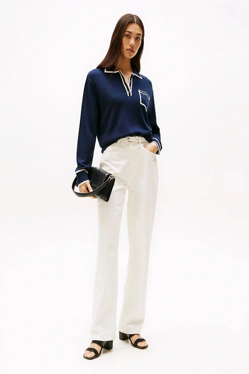 Tommy Hilfiger LEATHER & SUEDE BLOCK HEEL MULE Kadın siyah Terlik FW0FW08530BDS