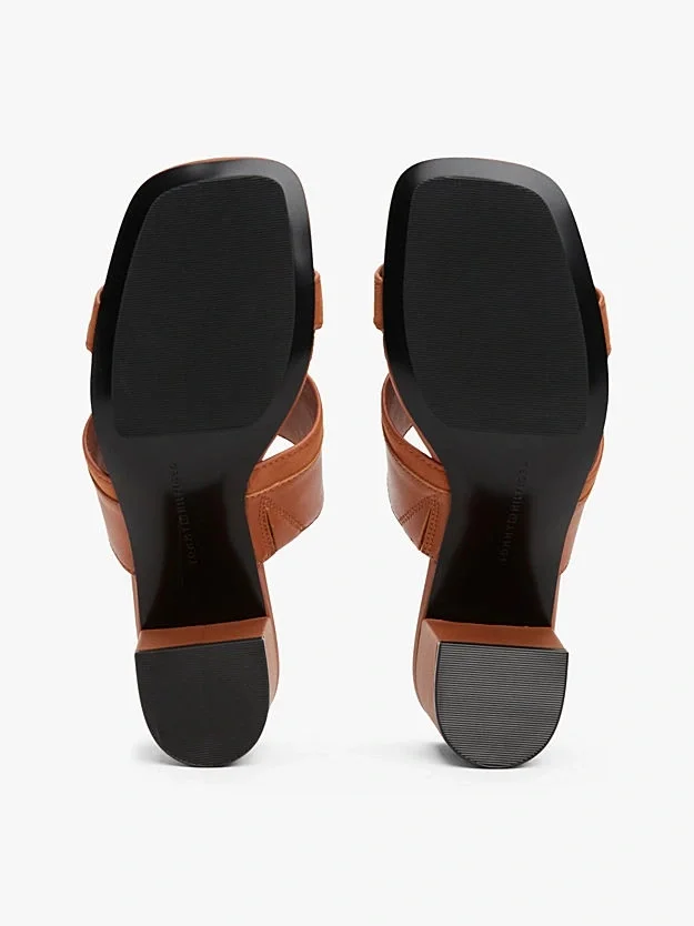 Tommy Hilfiger LEATHER & SUEDE BLOCK HEEL MULE Kadın Terlik FW0FW08530GPA