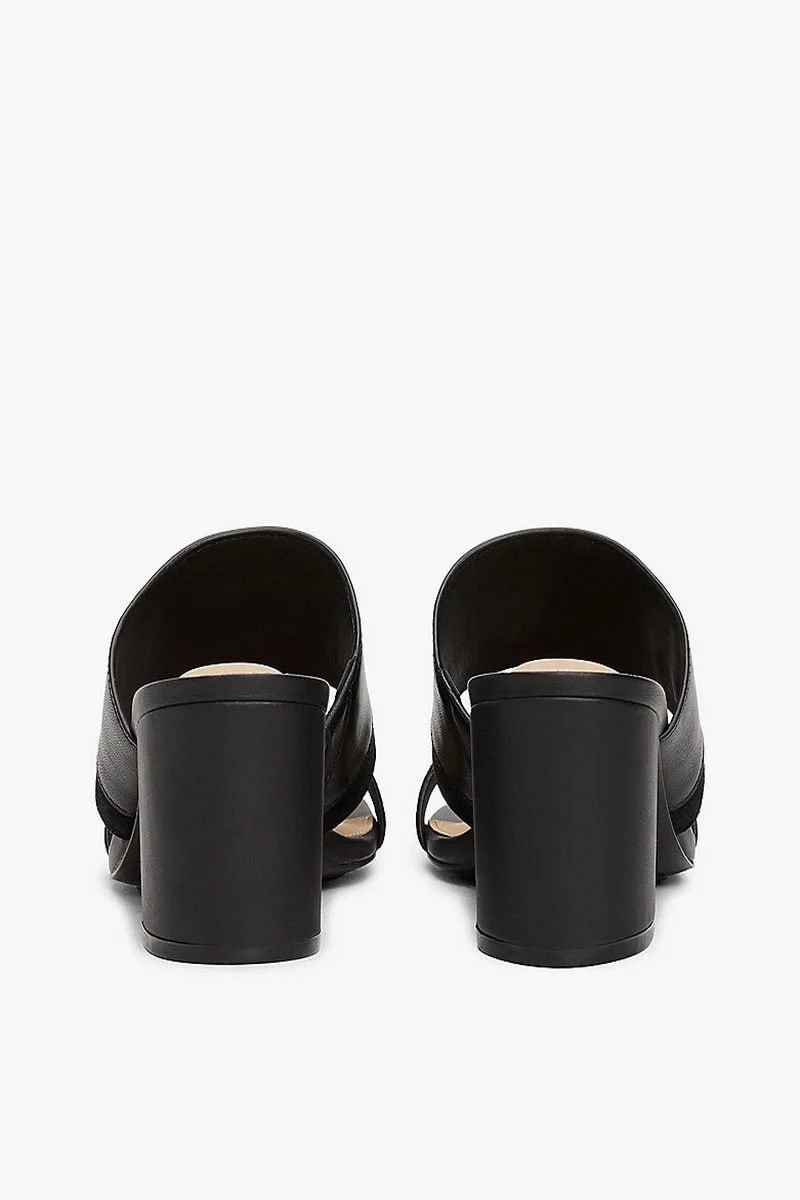 Tommy Hilfiger LEATHER & SUEDE BLOCK HEEL MULE Kadın siyah Terlik FW0FW08530BDS