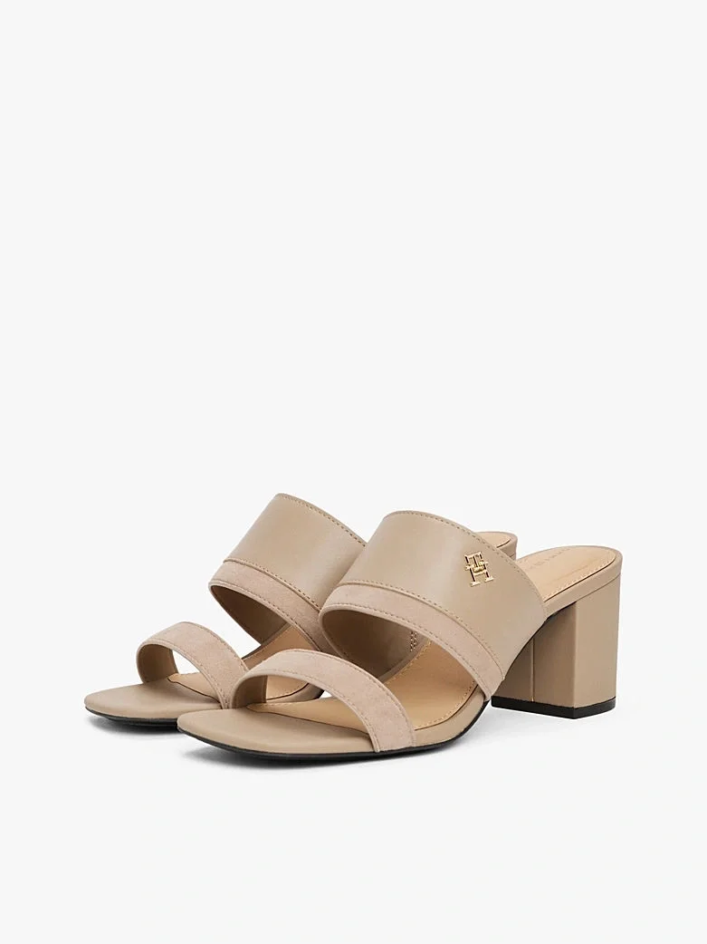Tommy Hilfiger LEATHER & SUEDE BLOCK HEEL MULE Kadın Terlik FW0FW08530AFE