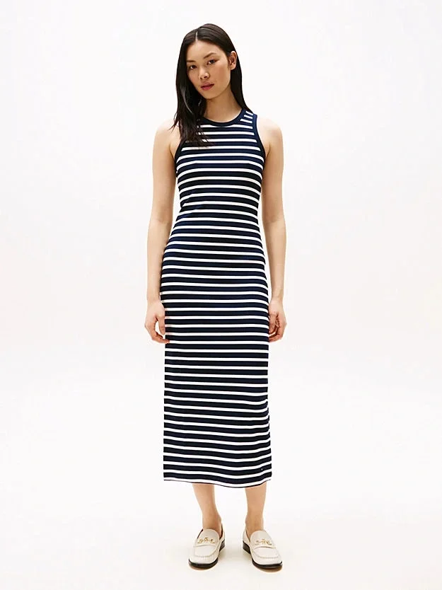Tommy Hilfiger SLIM 5X2 RIB MIDI DRESS NS Kadın  Elbise WW0WW388380X4