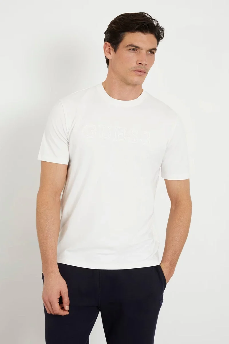Guess Alphy Erkek Krem Aktif Regular Fit T-Shirt Z2YI11J1314-SCFY