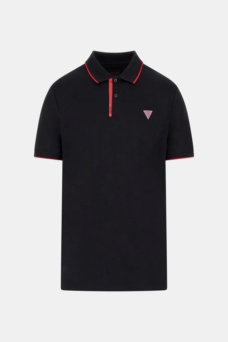 Guess New Tech Erkek Siyah Slim Fit Polo T-Shirt M4YP35KCBM0-JBLK
