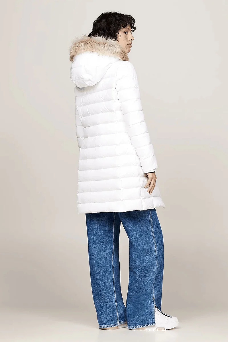 Tommy Hilfiger TJW ESSENTIAL HOODED DOWN COAT Kadın BEYAZ Mont DW0DW18864YBR